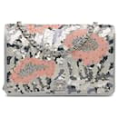 Silver Chanel Flower Sequins Wallet On Chain Crossbody Bag