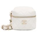 White Chanel CC Cube Zip Wristlet Clutch