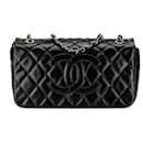 Black Chanel CC Quilted Glazed Calfskin Flap Shoulder Bag