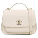 White Chanel Small Caviar Business Affinity Top Handle Flap Satchel