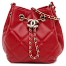 Red Chanel Mini Lambskin CC Dweller Drawstring Bucket Bag