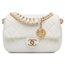 White Chanel Mini Caviar Chain Soul Flap Crossbody Bag