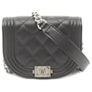 Bolsa transversal Black Chanel Mini Quilted Caviar Boy Flap