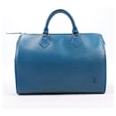 Sac à main Speedy 30 en cuir Epi Louis Vuitton bleu