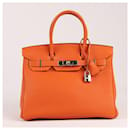 HERMES Birkin 30 Togo Orange Silver Metal Fittings □H: 2004 - Hermès