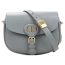 Borsa a tracolla Bobby Flap media in pelle di vitello Christian Dior grigia