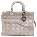 Lady Dior 2Way Handtasche aus Leder in Grau