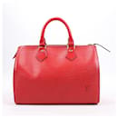 Sac à main Speedy 25 en cuir Epi Louis Vuitton en rouge castillan M43017