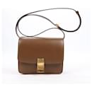 CELINE Classic Box Small Leather Shoulder Bag in Brown - Céline