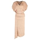  Fendi Maxi Faux Feather Textured Dress in Brown Viscose