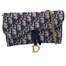 Blue Jacquard Oblique Canvas WOC Small Saddle Bag - Christian Dior