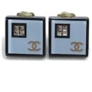 Pendientes cuadrados de strass Chanel CC Coco Mark