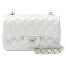 Chanel Bleu Mini Rectangulaire Classique Iridescent Cuir d'Agneau Simple Rabat