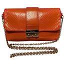 Sac à rabat Miss Dior Small en python orange Christian Dior