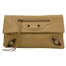 BALENCIAGA Tan Leather City Envelope Clutch with Mirror - Balenciaga