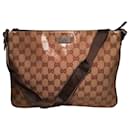 Gucci XL beschichtete Monogramm-Canvas Slim Messenger Schultertasche