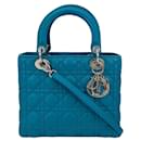 Christian Dior Teal Leather Cannage Medium Lady Di Bag