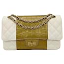 Chanel NUOVO Borsa in pelle crema dorata coccodrillo a doppio flap classico 2.55 riedizione NWT