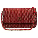 Bolsa de ombro clássica de vime vermelho Chanel