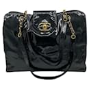 Chanel Vintage Black Patent XL Weekender Super Model Tote