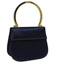 Salvatore Ferragamo Hand Bag Silk Navy Auth 84247