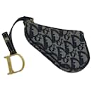 Porte-monnaie en toile Trotter de Christian Dior, bleu, authentique 84076