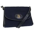 Sac à épaule en toile Trotter Christian Dior bleu marine Auth 77938