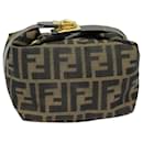 Bolsa de mão mini em canvas Zucca FENDI marrom preto Auth am6470 - Fendi