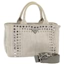 PRADA Bijoux Canapa PM Handtasche aus Canvas 2-Wege Grau Auth hk1387 - Prada