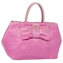 PRADA ribbon Hand Bag Nylon Pink Auth 84004 - Prada