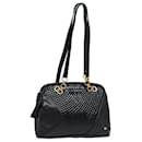 BALLY Quilted Shoulder Bag Leather Enamel Black Auth kk267 - Bally