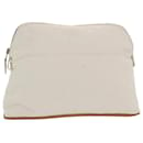 HERMES Bolide Pouch Canvas Beige Auth ac3154 - Hermès