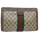 GUCCI GG Supreme Web Sherry Line Clutch Bag PVC Beige 89 01 002 Auth th5138 - Gucci