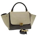 Sac à main CELINE en cuir 2 voies beige gris Auth 84017 - Céline