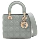 Lady Dior Small My ABCDior Cannage Lambskin Leather 2-Ways Tote Bag Grey