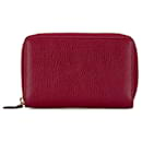 Red Gucci Leather Zip Around Wallet