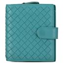 Portefeuille bi-fold Intrecciato Bottega Veneta bleu