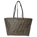 Fendi Tobacco Zucca beschichtete Canvas Spalmati Roll Shopper Tote Bag Braun