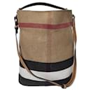 BURBERRY Canvas Mega Check Medium Ashby Hobo Saddle Bag Brown - Burberry