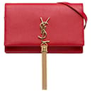 Saint Laurent Vermelho Grain de Poudre Kate Corrente Carteira