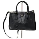 PRADA Saffiano Vernice Mini Galleria Double Zip Tote Black - Prada