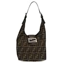 FENDI Zucca Canvas Mamma Baguette Shoulder Bag Brown Black Auth am6561 - Fendi