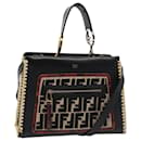 FENDI Hand Bag Leather 2way Black Auth 82745 - Fendi