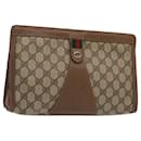 GUCCI GG Supreme Web Sherry Line Clutch Bag PVC Beige Red 89 01 033 Auth ep4795 - Gucci