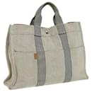 HERMES Nouveau Fourre Tout MM Sac à Main Toile Gris Auth bs16084 - Hermès