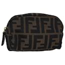 FENDI Zucca Canvas Pouch Brown Auth fm3578 - Fendi