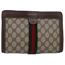 GUCCI GG Supreme Web Sherry Line Clutch Bag PVC Beige Rouge 89 01 001 Auth yk13667 - Gucci