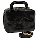 CHANEL COCO Marque Vanity Pouch Cosmétique Émail Noir CC Auth bs16068 - Chanel