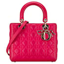 Lady Dior Tasche aus rosa Lammleder Cannage mittel