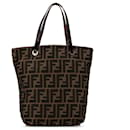 Sac fourre-tout en toile Zucca Fendi marron